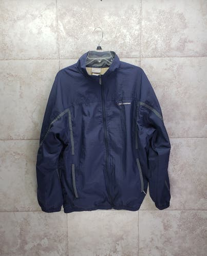 Blue Full Zip Lined Navy Nylon Reebok Windbreaker Jacket Mens Size L Vintage Y2K