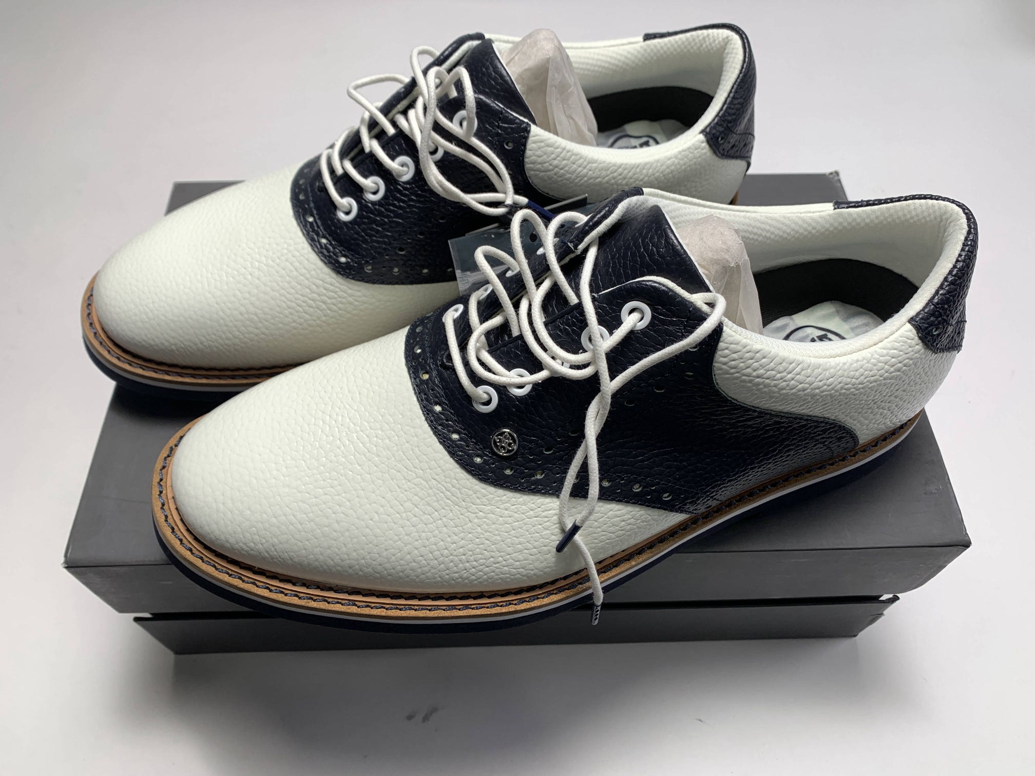 G/Fore Saddle Gallivanter Golf Shoes White Blue Men's SZ 11 Wide (G4MC20EF03)