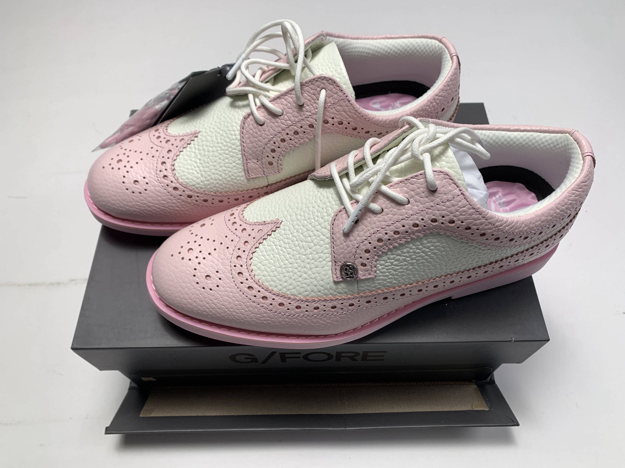 G/Fore Ladies Longwing Gallivanter Golf Shoes White Blush SZ 7 (G4LA23EF11)