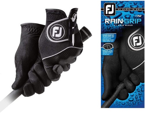 Footjoy RainGrip Golf Gloves (Black, Men's Pair, CADET MEDIUM) 2018 NEW