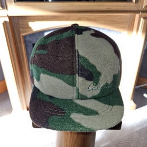Vintage Cabelas Camouflage Hunting Insulated Ear Flap Fleece Fitted Hat Sz Large