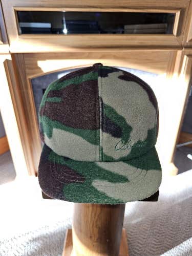 Vintage Cabelas Camouflage Hunting Insulated Ear Flap Fleece Fitted Hat Sz Large