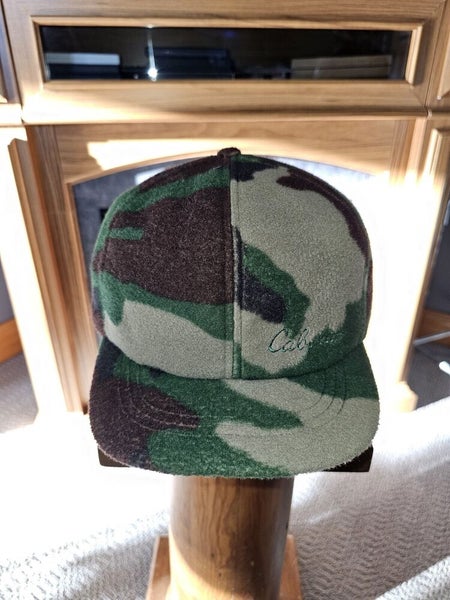 Vintage Cabelas Camouflage Hunting Insulated Ear Flap Fleece Fitted Hat Sz Large