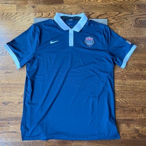Nike Dri-FIT Team USA Basketball Polo Shirt Blue Sz L NWOT Olympic KD Lebron