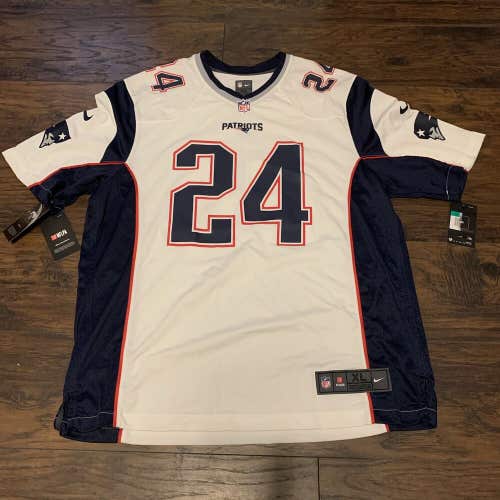Stephon Gilmore #24 New England Patriots NFL White Nike Game Jersey Sz XL