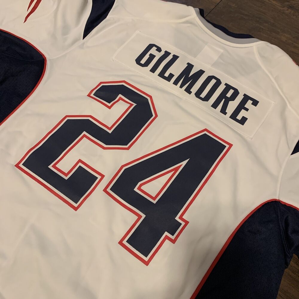 Nike New England Patriots No24 Stephon Gilmore White/Pink Women's Stitched NFL Limited Rush Fashion Jersey