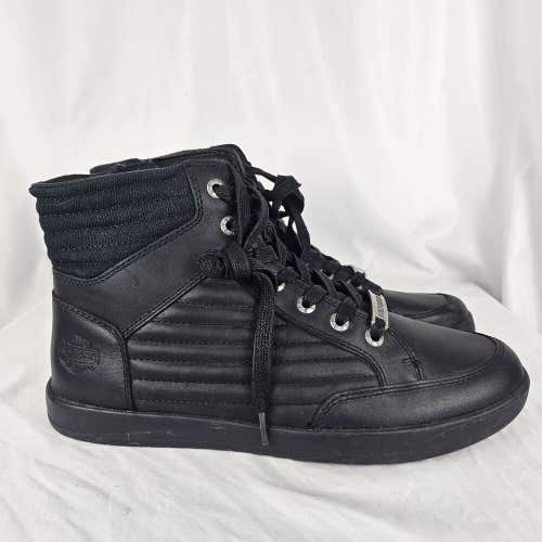 Harley Davidson Men's Bridges Black Leather High Top Sneakers Shoes Size 11.5 M