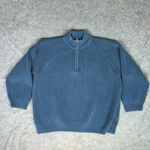 Lauren Ralph Lauren Womens Sweater Plus 3X Blue Heavy Pullover Quarter Zip LRL