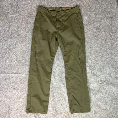 Prana Mens Pants 34x31 Green Slim Hiking Outdoor Pockets Organic Cotton Bridger