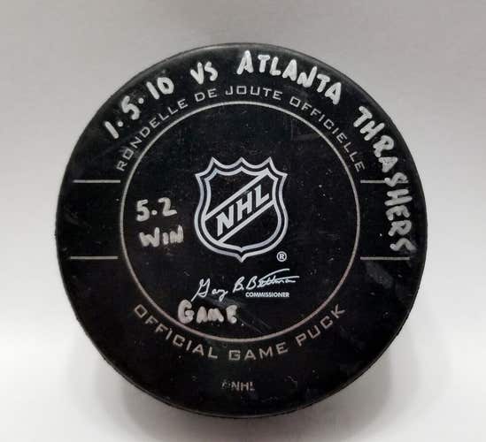 1-5-10 Pittsburgh Penguins vs Atlanta Thrashers NHL Game Used Hockey Puck
