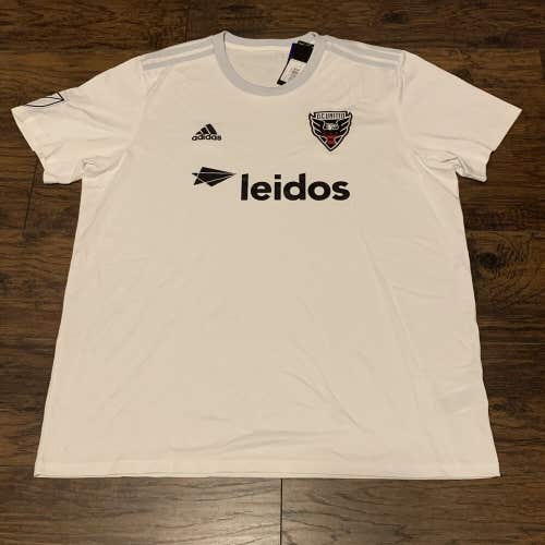 D.C. United MLS White Away Adidas Soccer Jersey Kit Uniform Match Top Sz 2XL