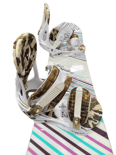 Used Burton Feather 44 144 Cm Women's Snowboard Combo