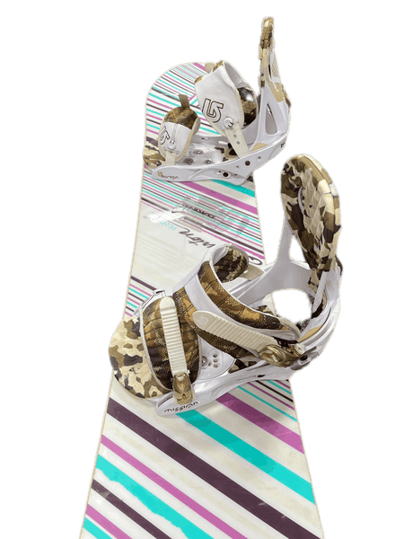 Used Burton Feather 44 144 Cm Women's Snowboard Combo