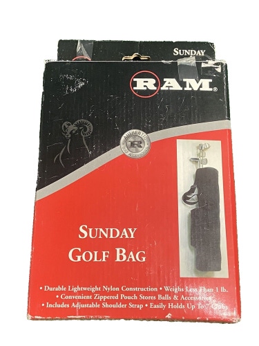 Ram Golf Lightweight Sunday Carry Bag Black Nylon 2004 Unused Original Open Box