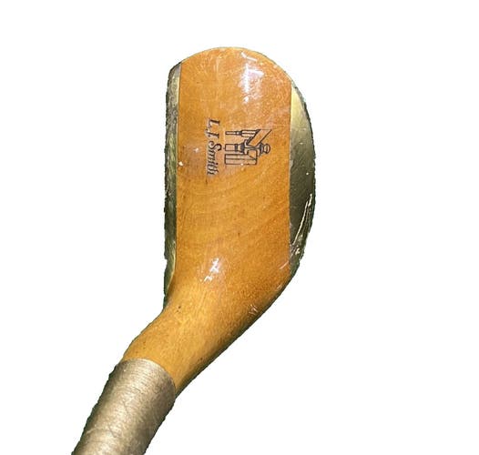 LJ Smith Wooden Mallet Putter RH 34.5 Inches Nice Genuine Calfskin Leather Grip