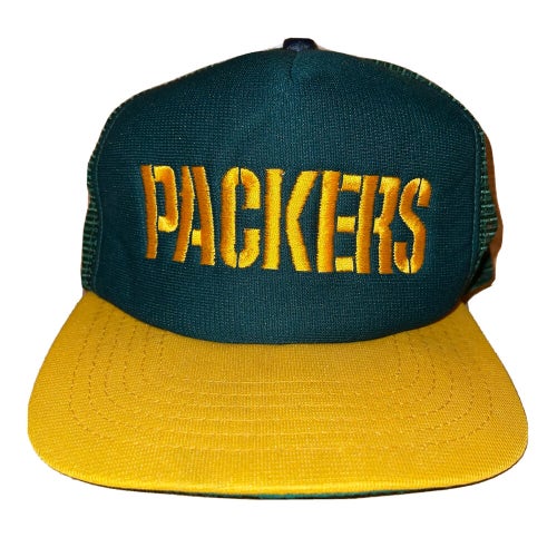 Vintage Green Bay Packers Trucker Snapback Hat Cap Spellout Script