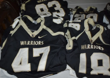 Nike Warriors Football Jerseys, Black or White, Various Sizes - Damaged Lot
