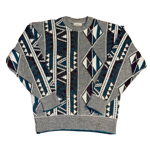 Vintage JJ Cochran Abstract Geometric Pattern Crewneck Sweater Size Large