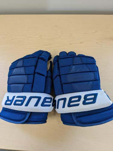 Used Colorado Avalanche Bauer Nexus 2N Gloves 14" Pro Stock