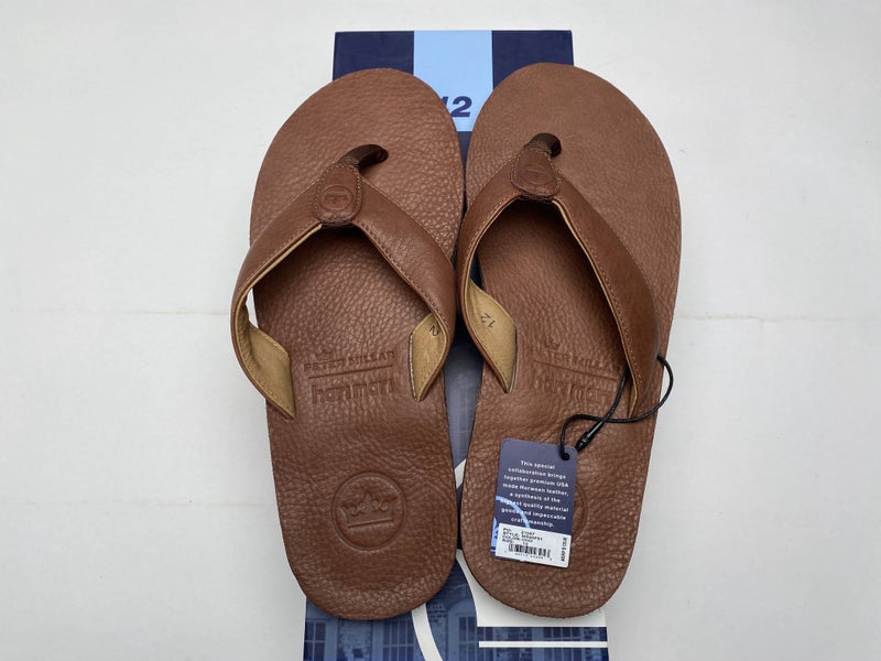 Peter Millar X Hari Mari Sandals Flip Flops Chocolate Brown Mens SZ 12 (MS20F31)