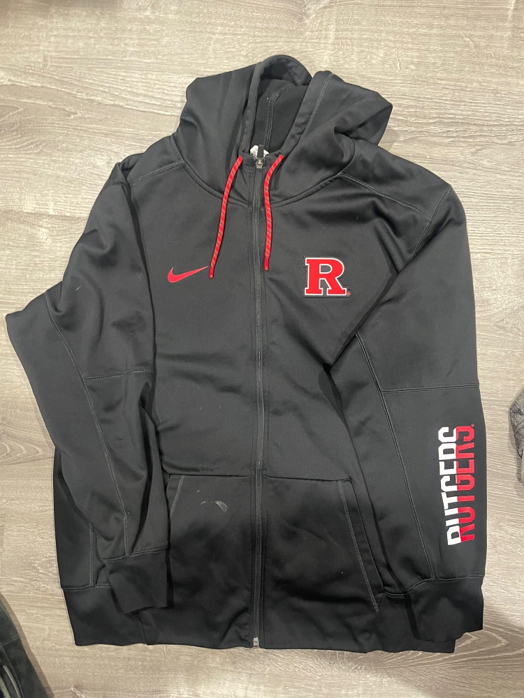 Nike Rutgers Mens Lacrosse Therma-Fit Zip-Up Hoodie