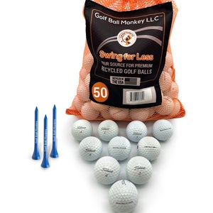 50 Golf Balls -  Golf Ball Monkey Titleist Pro V1 and Pro V1X Mix - AAAA w/ Tees and Mesh Bag