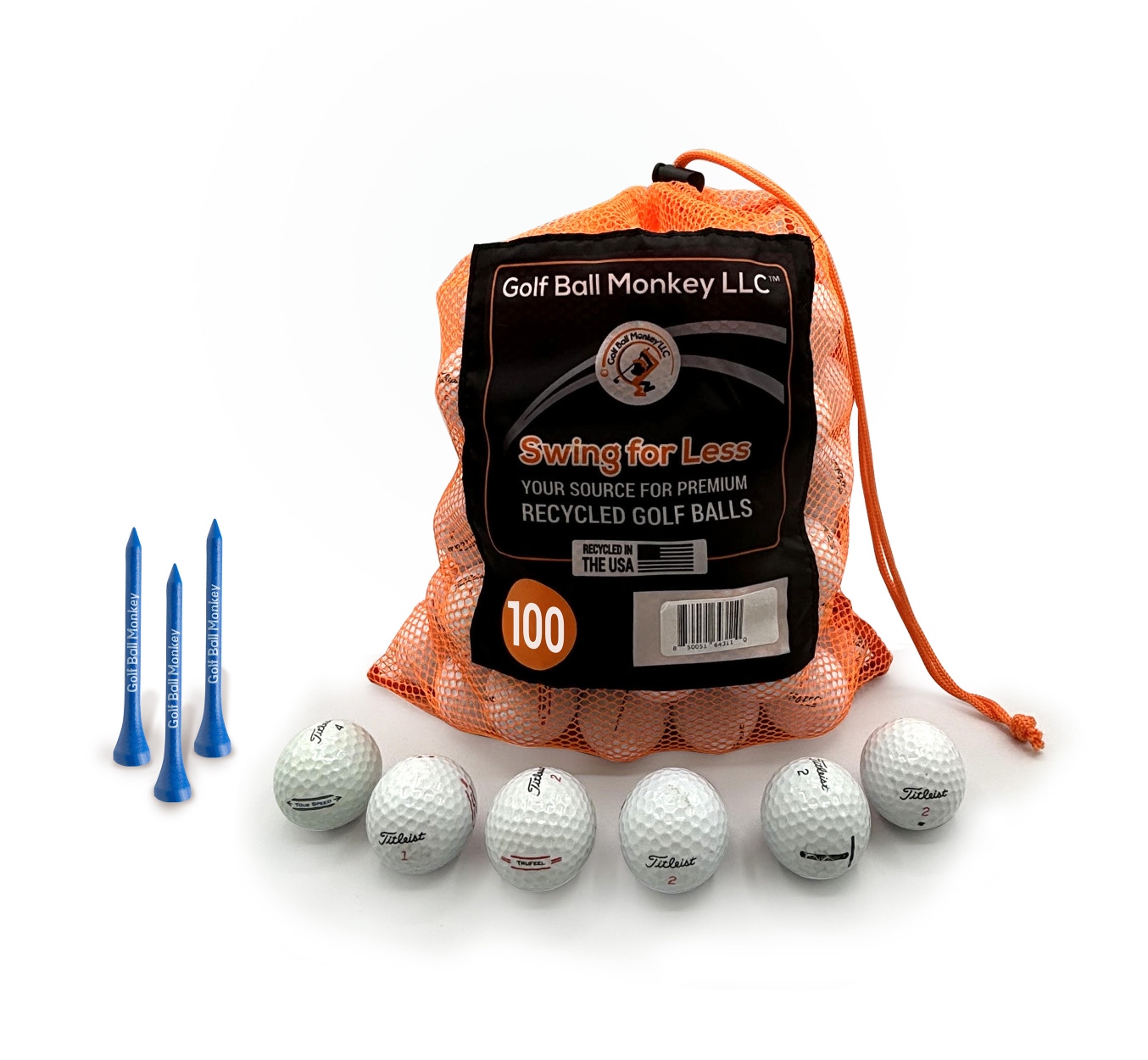 100 Golf Balls-  Titleist Mix - AAA with Tees and Mesh Bag