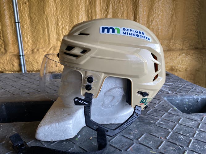 CCM Tacks 710 Pro Stock Hockey Helmet Wheat Beige Small CCM Visor Combo 4723
