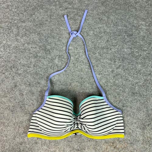 Victorias Secret Womens Bikini 36D White Black Padded Getaway Halter Beach Swim