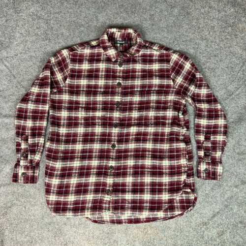 Madewell Womens Shirt Small Red White Flannel Long Sleeve Button Up Outdoor