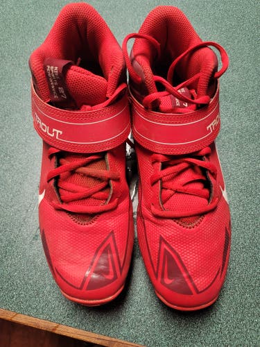 Red Used Adult Men's Size 8.0 (Women's 9.0) Molded Cleats Nike High Top