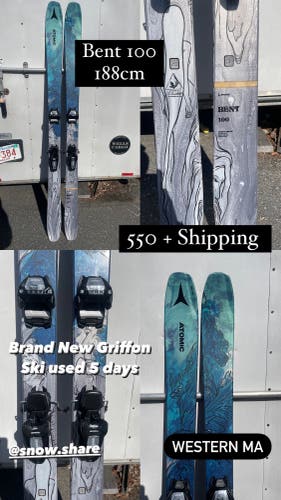 Used Park With Bindings Max Din 13 Bent Chetler Skis
