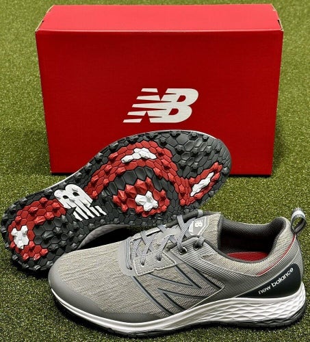 New Balance FreshFoam Contend Spikeless Golf Shoes Grey/Red 9.5 Medium #88689