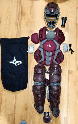 Used All Star S7 AXIS™ ADULT CATCHING KIT // MEETS NOCSAE Maroon