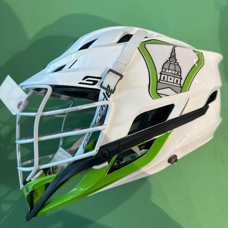 Used White Cascade S Helmet W/ Lime Green Chin Piece