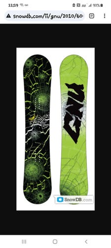 Used Men's GNU Riders Choice Snowboard Freestyle Without Bindings Medium Flex Directional