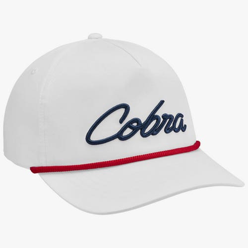 NEW 2024 Cobra Script White/Deep Navy/Strong Red Adjustable Snapback Golf