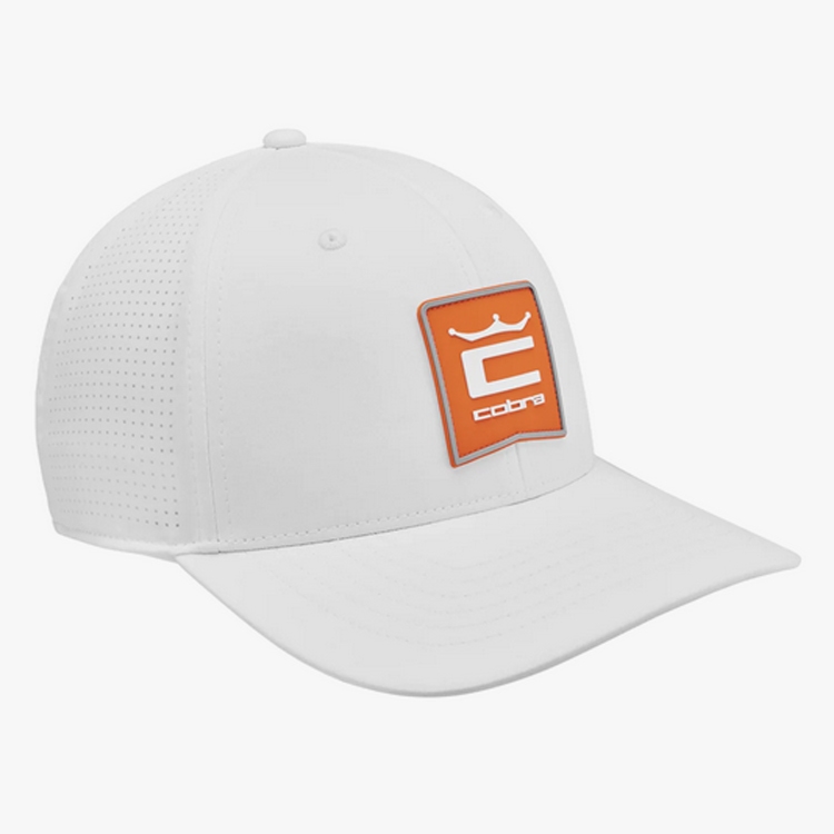NEW 2024 Cobra Crown C Patch White/Orange Adjustable Snapback Golf Hat/Cap