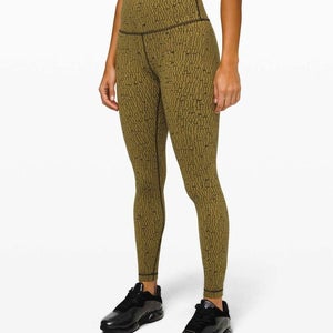 Lululemon Wunder Under High Rise 28 Jacquard Mossy Dark Olive Leggings Size: 10