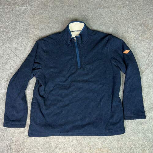 Orvis Mens Sweater Extra Large Navy Pullover Quarter Zip Sherpa Fleece Lined