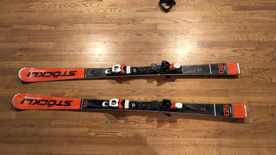 Used Unisex 2020 Stockli 165 cm All Mountain LASER GS Skis With Bindings Max Din 12