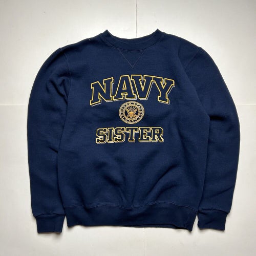 Vintage United States Navy Sister Crewneck Sweatshirt Blue Soffe Sz Small
