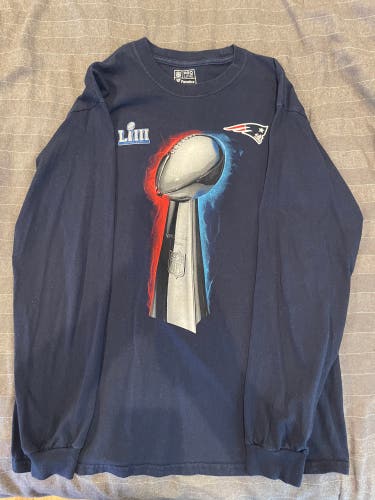 NE Patriots LIIII Super Bowl long sleeve T shirt Men’s Medium Free Shipping