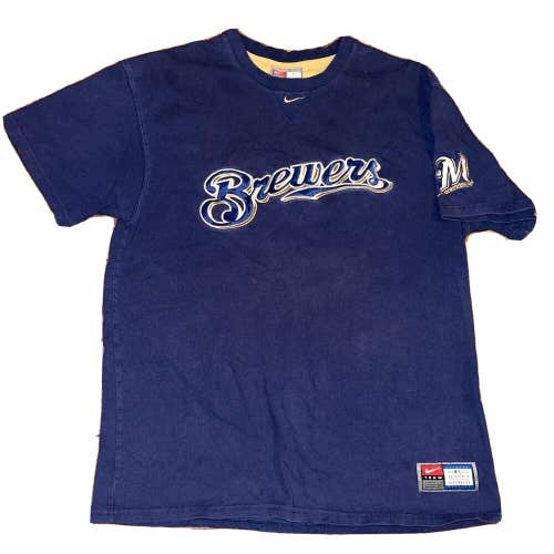 Milwaukee Brewers Nike Center Swoosh Baseball T-Shirt Size Large