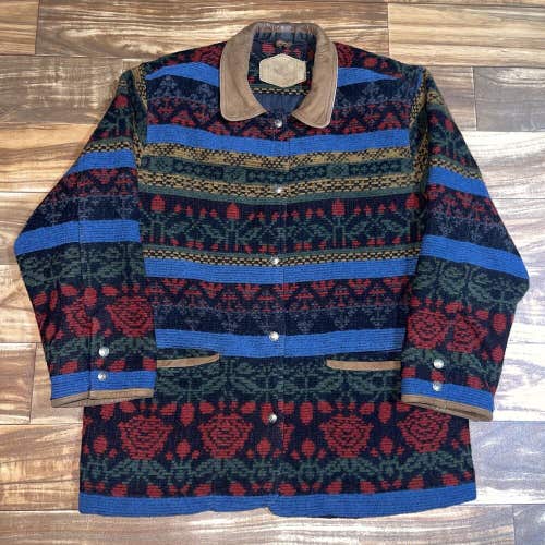 Vintage Woolrich Blanket Floral Navajo Aztec Jacket Coat Women’s Size Medium