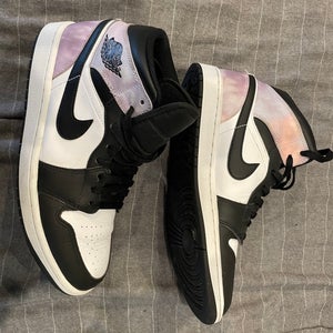 Nike  Air Jordan 1 Mid Men’s size 9 Black /white With Purple Tie Dye