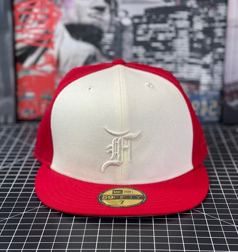New Era X Fear of God Essentials 59fifty Fitted Hat Size 7 Red *NWT!*