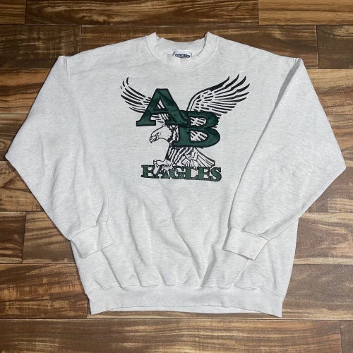 Vintage Almond Bancroft Eagles Wisconsin Lee Crewneck Sweatshirt Size XL