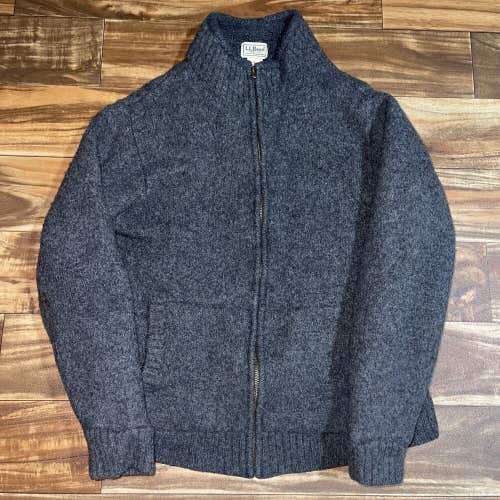 LL Bean Lambs Wool Knit Full Zip Sherpa Lined Sweater Jacket Women's Size Large
