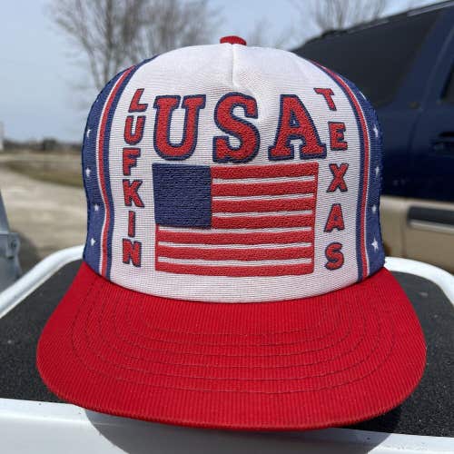 Vintage Lufkin Texas USA America Snapback Trucker Hat Cap RARE